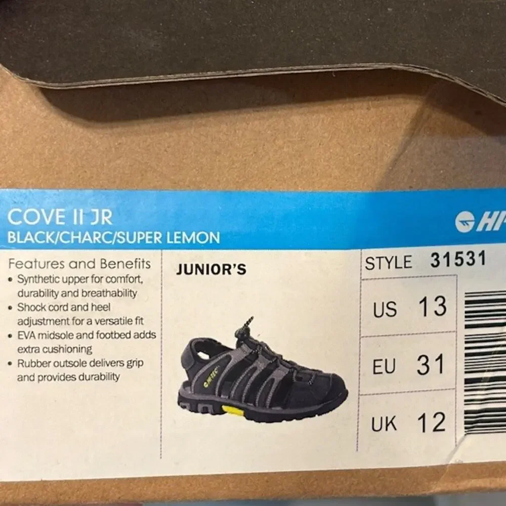 Kids Hi-tec Cove II Jr Water Sandal Shoes Size 13 Black/Charcoal/Lemon~NEW - Picture 6 of 6